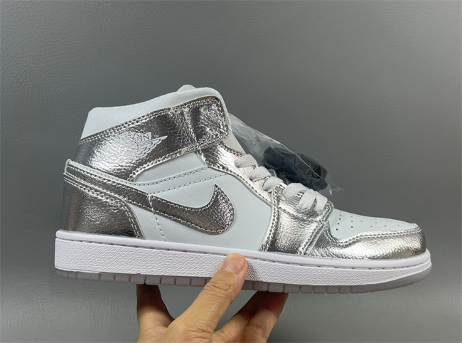 Women Running Weapon Air Jordan 1 White/Sliver Shoes 523